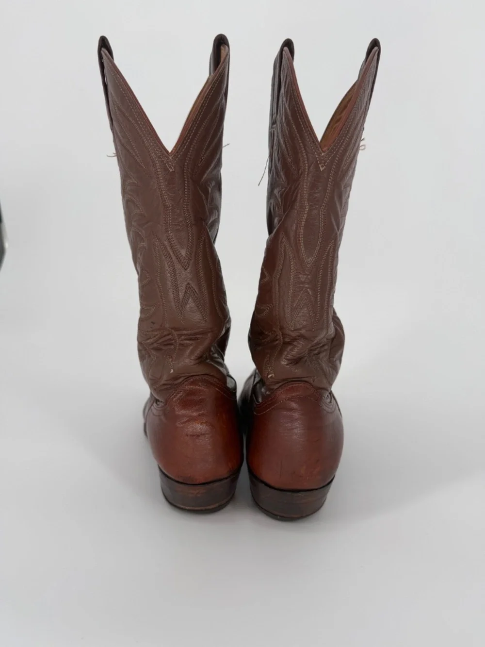 Vintage Nocona Brown Leather Western Cowboy Boots Size 9 D Made in USA Texas